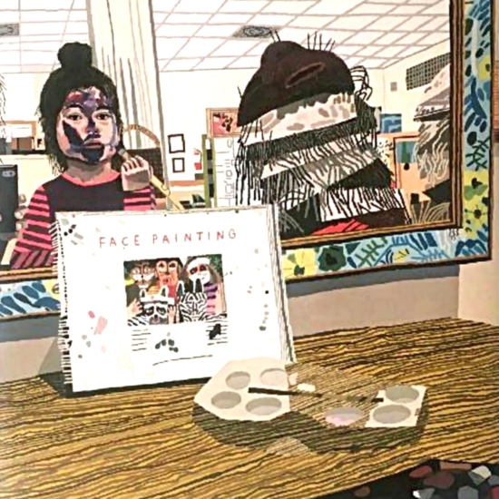 ジョナス・ウッドの絵画作品　タイトルは、フェイスペイント